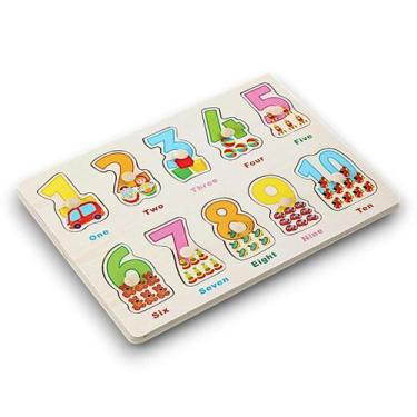 Imagem de Quebra-cabeça Encaixe Números e Quantidades Pinos de Madeira - Toy Mix