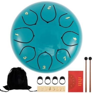 Imagem de Tambor de lingueta de aço para tambor de chuva externo à prova d'água Chakra tambor para chuva ao ar livre tambor de chuva para exterior Handpan Tambor de língua de aço Tambor de chuva (azul lago)