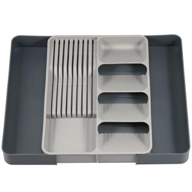 Imagem de Organizador de gaveta de talheres, bandeja expansível para cozinha, gaveta ajustável, suporte de talheres e talheres sem BPA, organizador de talheres de plástico expansível