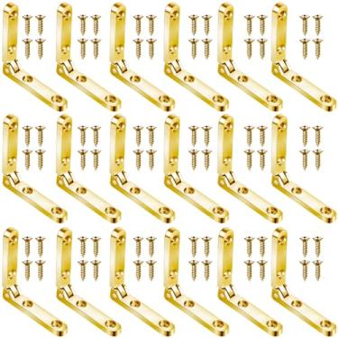 Imagem de Joez Wonderful 18 peças de dobradiças de 90 graus, ferragens de armário de dobradiça de caixa de madeira com 72 parafusos, dobradiça pequena para caixa de joias, estojo, baú (ouro)