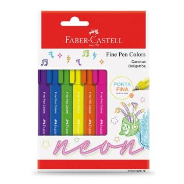 Imagem de Caneta hidr Fine Pen Neon 0.4mm c/6 unid Faber-Castell
