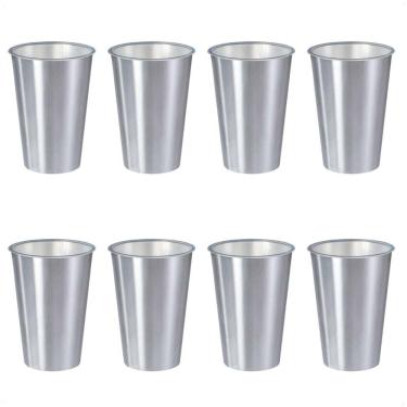 Imagem de Kit 8 Copos 500 Ml Label Inox 14X8,5Cm Leve Prático Multiuso