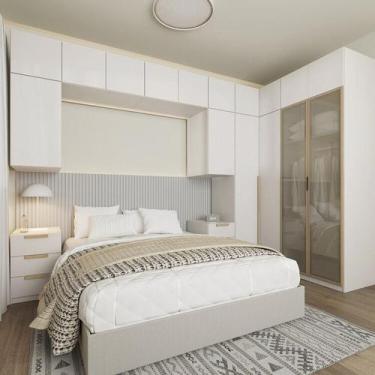 Imagem de Guarda-roupa Modulado de Canto 12 Peças 16 Portas Jade CabeCasa Madeir