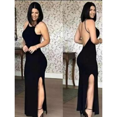 Imagem de Vestido feminino longo TUBINHO com fenda costa nua e com bojo - Rotta 