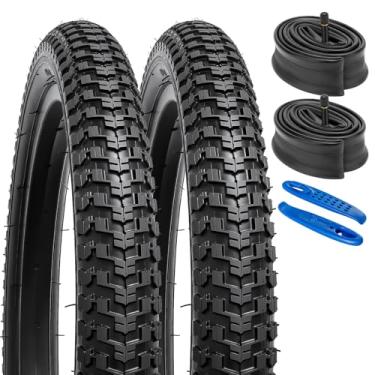 Imagem de neumáticos de bicicleta de 20 pulgadas, 20 x 2,125 cm, cubierta 57-406 Plus, paquete de 20 pulgadas, cámara de 20 x 1,75/2,125 AV32 mm, válvula compatible con bicicleta de 20 x 2,125