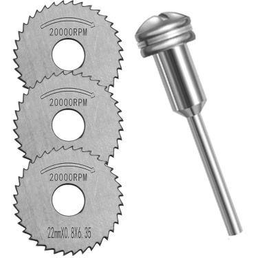 Imagem de Kit 3 Discos Lâmina Serra 22Mm Hss Haste 3Mm Micro Retífica