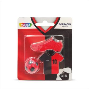 Imagem de Borracha Acrilex futebol vermelho e preto