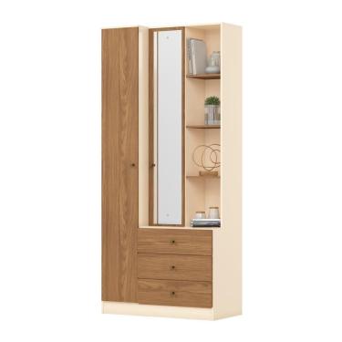 Imagem de Armário Multiuso Doha 1 Porta 3 Gavetas Off White/Nature