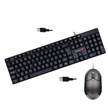 Imagem de Kit Teclado e Mouse USB com Fio Ergonômico para Notebook e PC - Ideal para Home Office