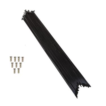 Imagem de 36 RAIO FINO INOX PRETO 2MM X 290MM NIPLE LATÃO ARO 29