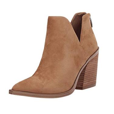 Imagem de Botas femininas de cano curto sem cadarço com bico fino e salto médio grosso da Kathemoi, Light Brown, 7