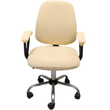 Imagem de Melaluxe Capa para cadeira de escritório com capas de apoio de braço, capa de cadeira de mesa elástica universal, capas para cadeira de computador - bege