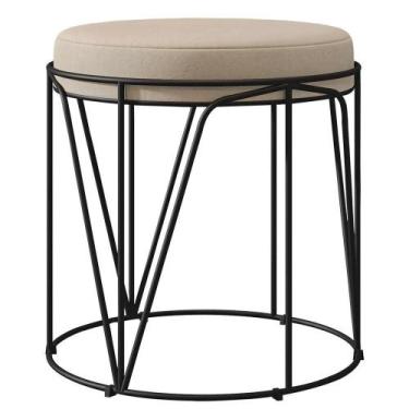 Imagem de Puff Aramado Preto Zaya L02 Suede Bege - LYAM DECOR