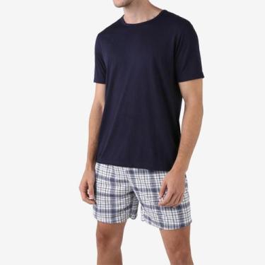 Imagem de Kit 2 Pijama Masculino Xadrez Adulto Manga Curta Roupa de Dormir Mascu