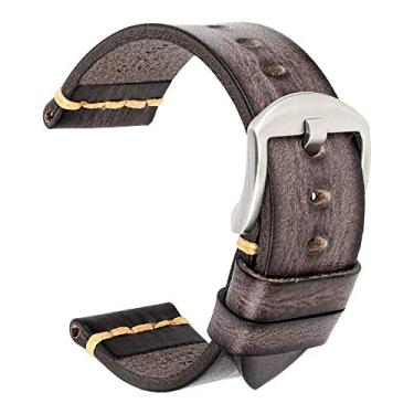 Imagem de REZERO Pulseiras de relógio de couro legítimo, pulseiras de relógio de substituição para homens, mulheres de 18 mm, 19 mm, 20 mm, 21 mm, 22 mm, 23 mm, 24 mm, 26 mm, 20mm, Couro, Sem Pedra Preciosa