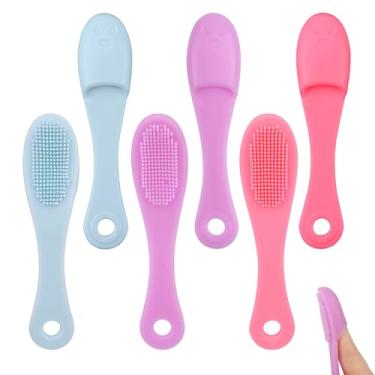 Imagem de lasuroa 6 escovas de queixo de gato, 2025 novo limpador de silicone macio escova de dentes para animais de estimação, escova de dentes para gatos, escova de dentes em design aprimorado para cães