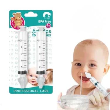 Imagem de Aspirador Nasal Infantil com Ponta de Silicone, Seringa Lavadora para Bebês, Kit de Limpeza Nasal