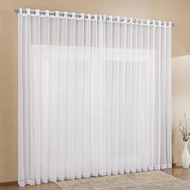 Imagem de Cortina de Para Sala e Quarto 3,00 x 2,50m com Ilhós Decorativo Transparente(Branca,3.00 x 2.30)