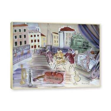 Imagem de Moldura de champanhe. Impressões Raoul Dufy, (As três máscaras), pôster de viagem vintage, arte impressionista, imagem de arte de parede em tela para decoração de casa. 40 x 50 cm-15,8 x 19,7 pol