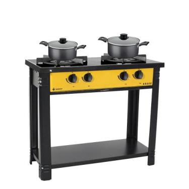 Imagem de Fogão Industrial 2 Bocas Bravo Amarelo Venâncio + 2 Caçarolas Tramonti