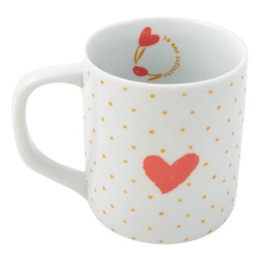 Imagem de Caneca Porcelana Amor Perfeito Coração Decoração De Natal Branco