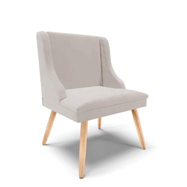 Imagem de Cadeira Veludo Cinza Pés Palito Natural