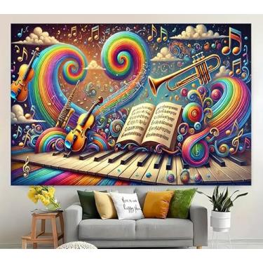 Imagem de Microfone de pano de fundo para festa musical com formato de arco-íris, gramofone, rock, instrumento, adequado para decoração de casa, sala de música, palco, fundo de tiro ao vivo, 3 Pas