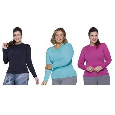Imagem de Kit 3 Camisas Térmicas Selene Proteção UV Plus Size Feminina