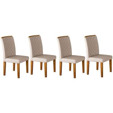 Imagem de Kit 4 Cadeiras De Cozinha Jade 4 Un Imbuia Capuccino Suede Creme Rufato