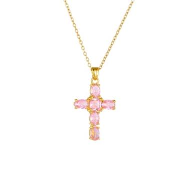 Imagem de MiiFort Gargantilha religiosa com cruz de zircônia cúbica, presente de aniversário para mulheres, filha, irmã, avó, neta, tia, amizade, One Size, Metal, Sem Pedra Preciosa