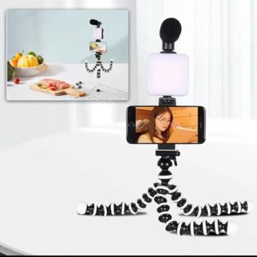 Imagem de Kit Gravação Youtuber Live Tripé Led Microfone