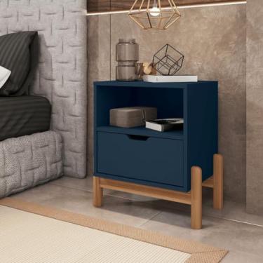 Imagem de Mesa de Cabeceira 1 Gaveta com Nicho - Design Moderno sem Puxador(Azul Cobalto)
