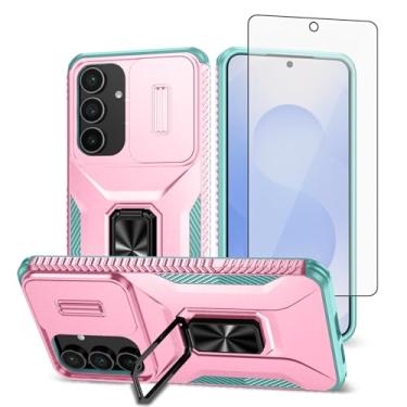 Imagem de Asuwish Capa de telefone para Samsung Galaxy S25 FE 5G com capa de câmera deslizante de vidro temperado protetor de tela suporte suporte robusto fino celular protetor militar S 25 EF S25FE 25S 25FE