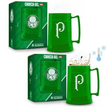 Imagem de Kit 2 Canecas Copo Verde Gel 300Ml Térmica Chopp Cerveja - Brasfoot