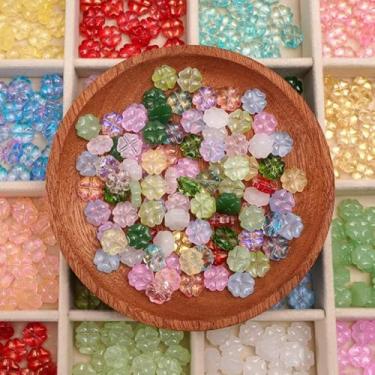 Imagem de 20 peças/saco, contas de vidro coloridas em formato de flor de quatro folhas, contas da sorte para fazer joias faça você mesmo, joias transparentes, 10 x 10 mm (cor aleatória)