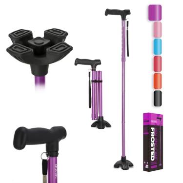 Imagem de MOODIC Bengala De Cabo Longo Para Homens E Mulheres, Dobrável Base Sólida (Roxa)