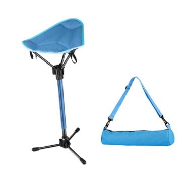 Imagem de harayaa Banqueta dobrável para camping, cadeira dobrável com bolsa de transporte, apoio para os pés acolchoado e aprimorado, ideal para churrasco, gramado, Azul