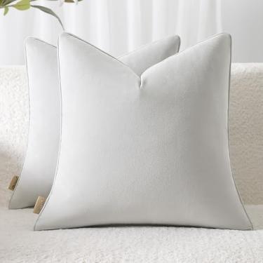 Imagem de Ailuteie Conjunto de 2 capas de almofada 50 x 50 cm - fronhas decorativas sólidas para sofá, cama - Capas de almofada quadradas com tubulação (sem enchimento) cinza prateado