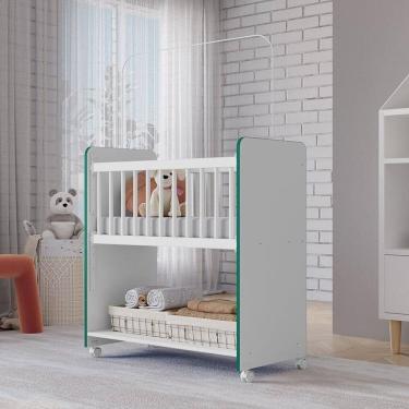 Imagem de Mini Berço Infantil Multifuncional Nicho Organizador Aconchego Branco