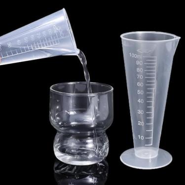 Imagem de 1 peça de copos medidores cônicos de 100 ml, copo de medição de plástico transparente para laboratório de cozinha 12,5 * 5 cm