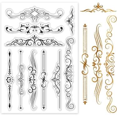 Imagem de Carimbo transparente de linha divisória, estilo europeu, renda, silicone, transparente, buquê, borda de borda, carimbo de borracha para scrapbook, diário, cartões