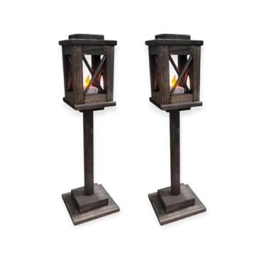 Imagem de 2 Postes Natalino de madeira, enfeite para mesa, decoração festa junina, decoração rústica 38cm(Madeira tingida)