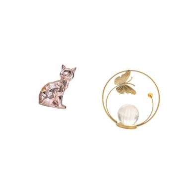 Imagem de Fenteer Elegante Escultura de Metal em Forma de Esfera de Cristal Representando Um Felino, Perfeita para Decoração de Lareira, Corredor, Quarto, Sala de Estar