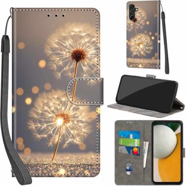 Imagem de Salanheo Capa carteira para Samsung Galaxy A15 4G / A15 5G, com [3 compartimentos para cartões], fecho magnético com suporte, capa protetora de couro PU à prova de choque 16,5 cm, dente-de-leão