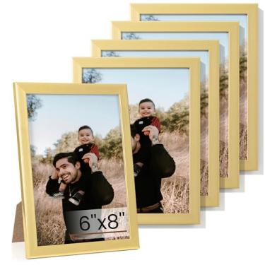 Imagem de Heimlove Conjunto de 5 porta-retratos 15,2 x 20,3 cm, molduras douradas para galeria de parede 15,2 x 20,3 cm, colagem de parede ou mesa para documento de certificado