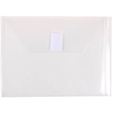 Imagem de JAM PAPER Envelopes de plástico com fecho de gancho e laço - Índice - 13,5 x 19,5 cm - Transparente - Pacote com 3
