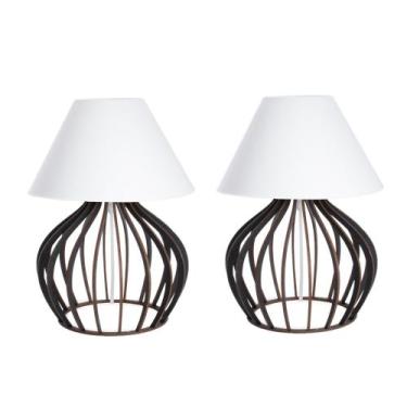 Imagem de kit 02 Abajur De Mesa Luminária Moderna de Madeira Mdf Preto - Manusho