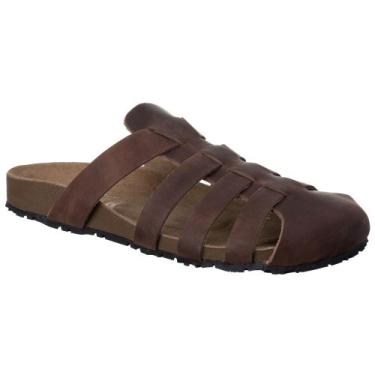 Imagem de Sandália Samoa Couro Masculino Calce Fácil Resistente Dia a Dia Confor