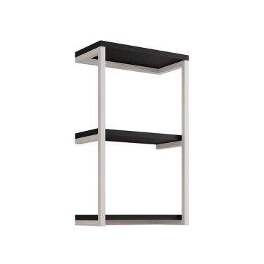 Imagem de Nicho De Parede Industrial 3 Prateleiras Milão - Branco E Preto - Cor: Branco