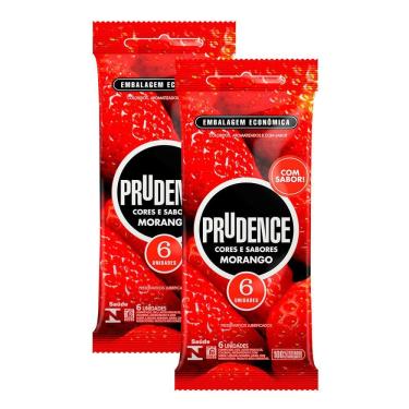 Imagem de Kit 2 Preservativo Prudence Cores e Sabores Morango 6 Unidades